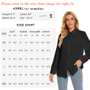 Women's Pleated Long Sleeve Chiffon Blouses in Black