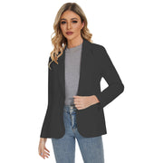 Women's Long Sleeve Notch Lapel Blazers Jacket with Pockets in Black