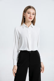 Women's Button Down Shirt Classic Long Sleeve Collared Tops Work Office Chiffon Blouse