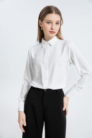 Women's Button Down Shirt Classic Long Sleeve Collared Tops Work Office Chiffon Blouse