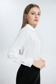 Women's Button Down Shirt Classic Long Sleeve Collared Tops Work Office Chiffon Blouse