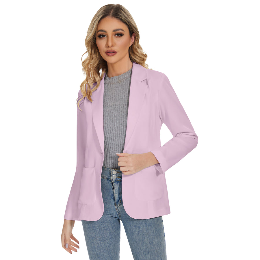 Women's Long Sleeve Notch Lapel Blazers Jacket with Pockets in Pink