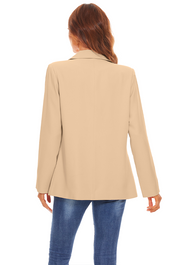 Women's Long Sleeve Open Front Blazers with Pockets in Khaki