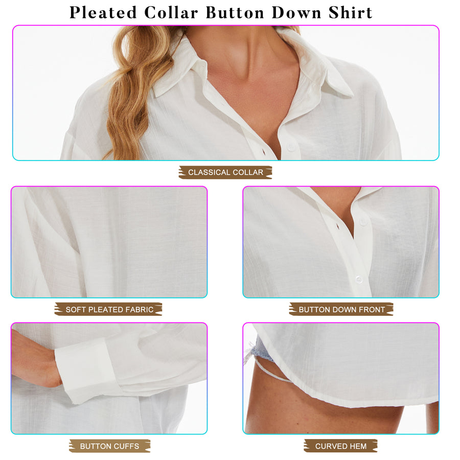 Women's Long Sleeve Fashion Blouses in White