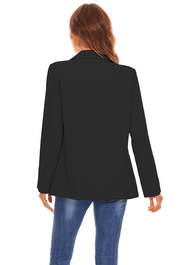 Women's Long Sleeve Open Front Blazers with Pockets in Black