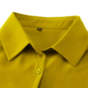 Women's Classic Long Sleeve Collared Chiffon Blouse in Yellow