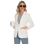 Women's Long Sleeve Notch Lapel Blazers Jacket with Pockets in White