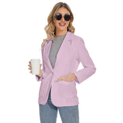 Women's Long Sleeve Notch Lapel Blazers Jacket with Pockets in Pink