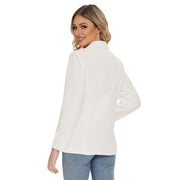 Women's Long Sleeve Notch Lapel Blazers Jacket with Pockets in White