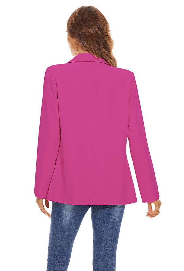 Women's Long Sleeve Open Front Blazers with Pockets in Rose