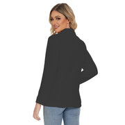 Women's Long Sleeve Notch Lapel Blazers Jacket with Pockets in Black