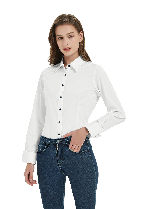 Women's Long Sleeve Regular Fit Dress Shirts in White