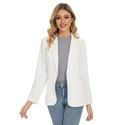 Women's Long Sleeve Notch Lapel Blazers Jacket with Pockets in White