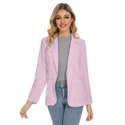 Women's Long Sleeve Notch Lapel Blazers Jacket with Pockets in Pink