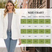 Women's Long Sleeve Notch Lapel Blazers Jacket with Pockets in White