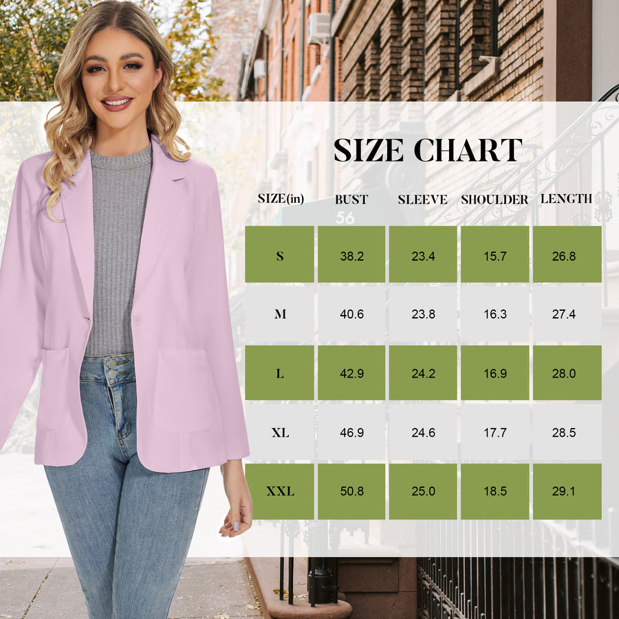 Women's Long Sleeve Notch Lapel Blazers Jacket with Pockets in Pink