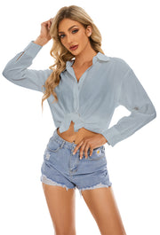 Women's Long Sleeve Fashion Blouses in Blue