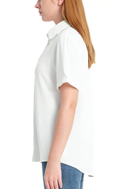 Women's Short Sleeve Collared Shirt in White