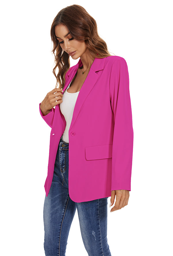 Women's Long Sleeve Open Front Blazers with Pockets in Rose