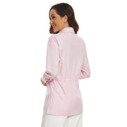 Women's Stretch Long Sleeve Button Down Collared Loose Fit in Pink