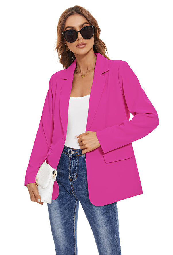 Women's Long Sleeve Open Front Blazers with Pockets in Rose