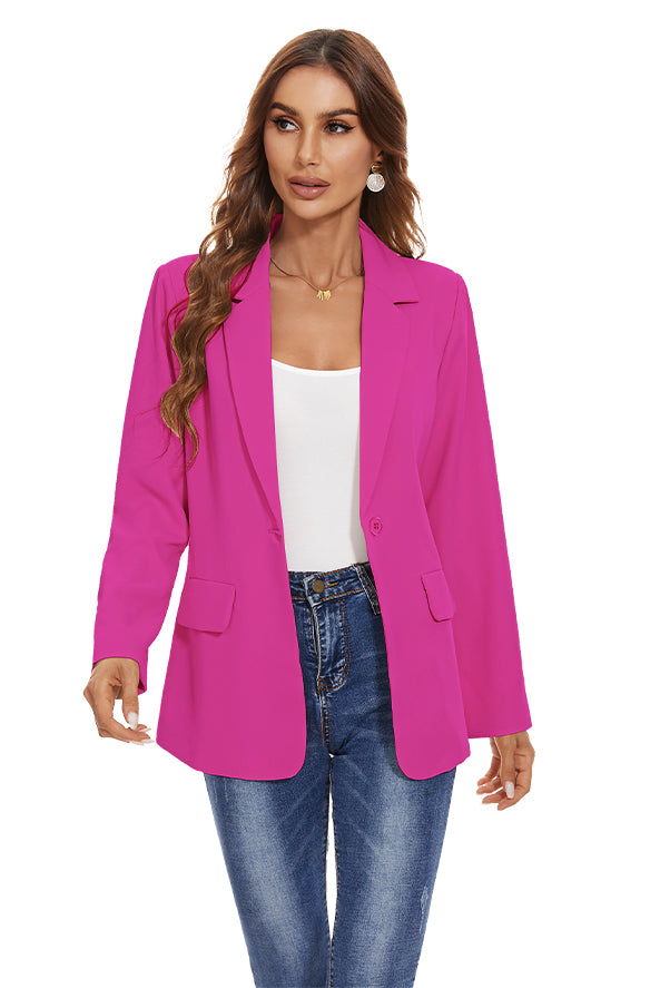 Women's Long Sleeve Open Front Blazers with Pockets in Rose