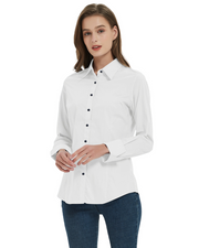 Women's Long Sleeve Regular Fit Dress Shirts in White