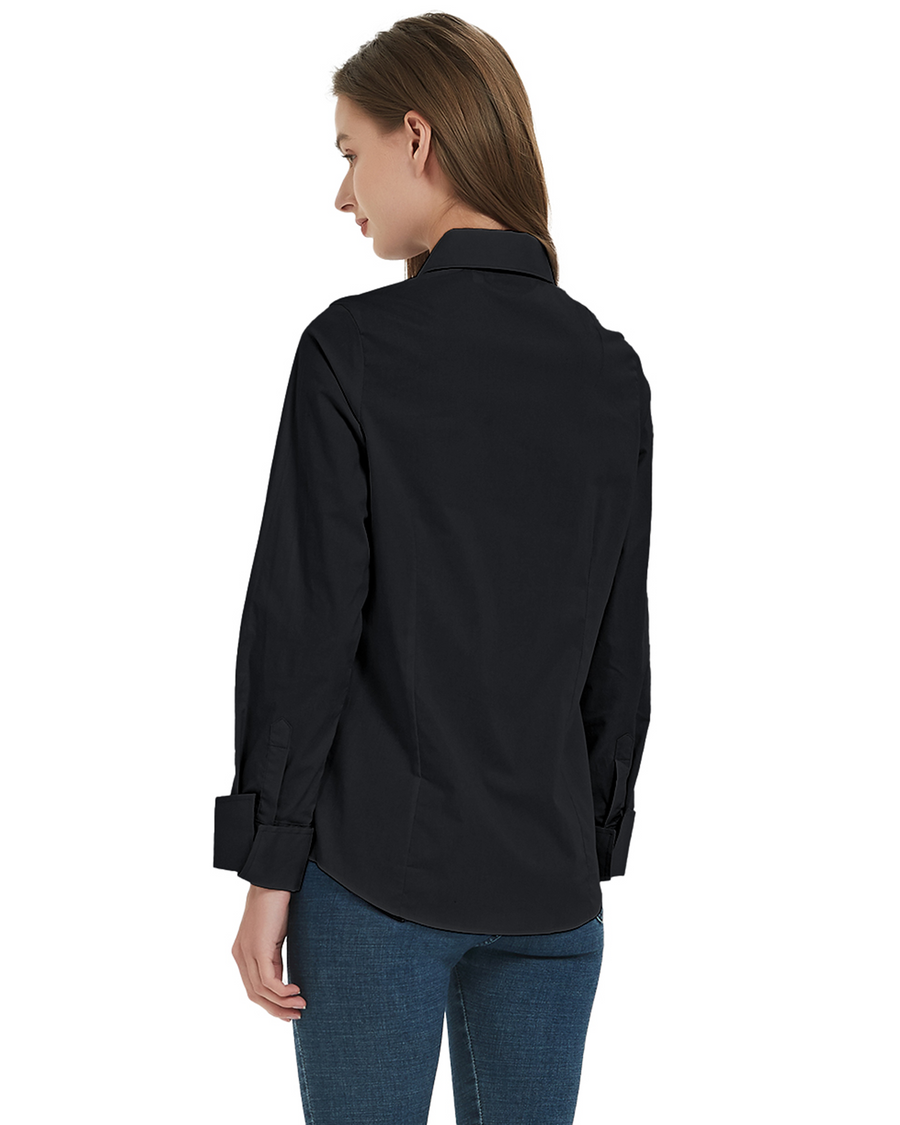 Women's Long Sleeve Regular Fit Dress Shirts in Black