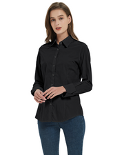 Women's Long Sleeve Regular Fit Dress Shirts in Black