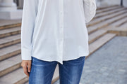 Women's Classic Long Sleeve Collared Chiffon Blouse in White