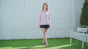 Women's Stretch Long Sleeve Button Down Collared Loose Fit in Pink